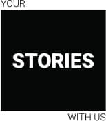 Your Stories with Us displayed with a black box and the word stories inside