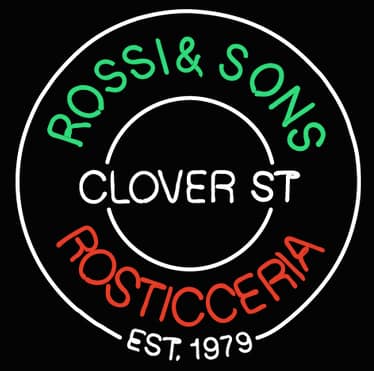Black square with two circles Rossi & Sons Clover St Rosticceria 1979