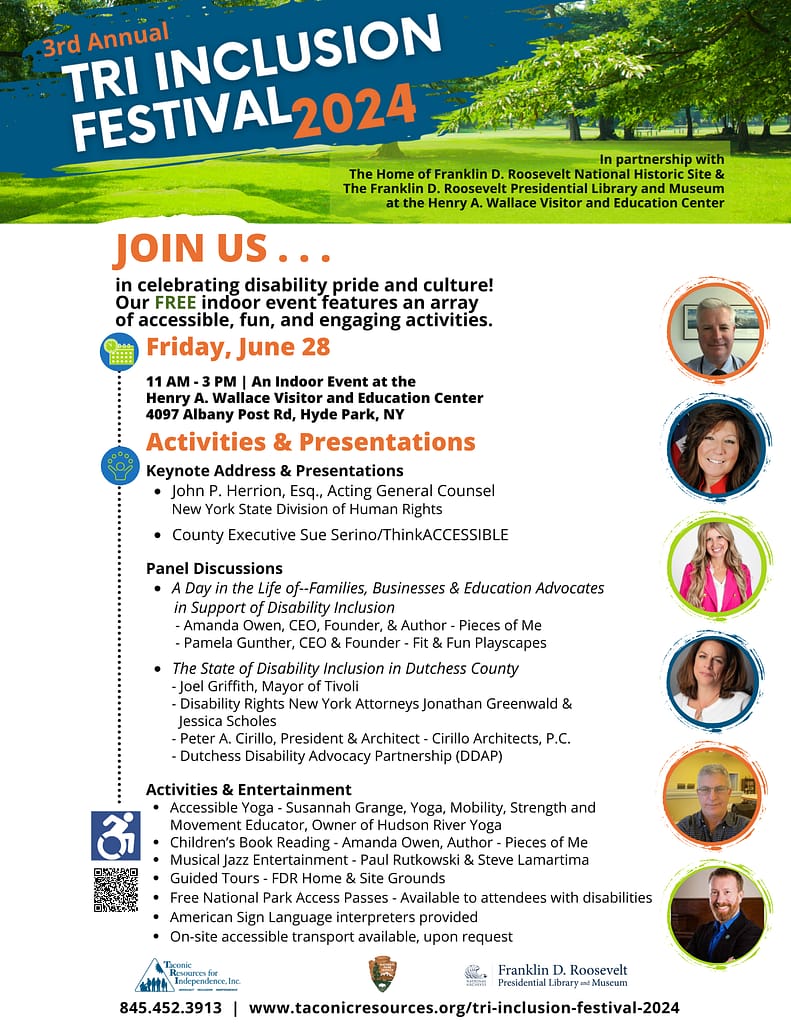 updated 3rd Annual TRI Inclusion Festival 2024 flyer - list of activities and presentations