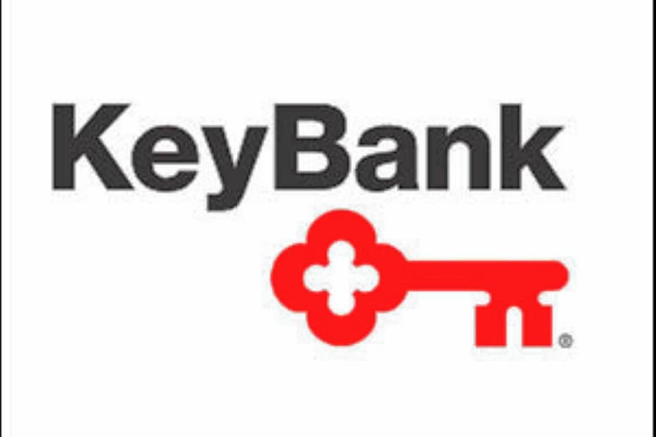 Logo of Key Bank words and red key