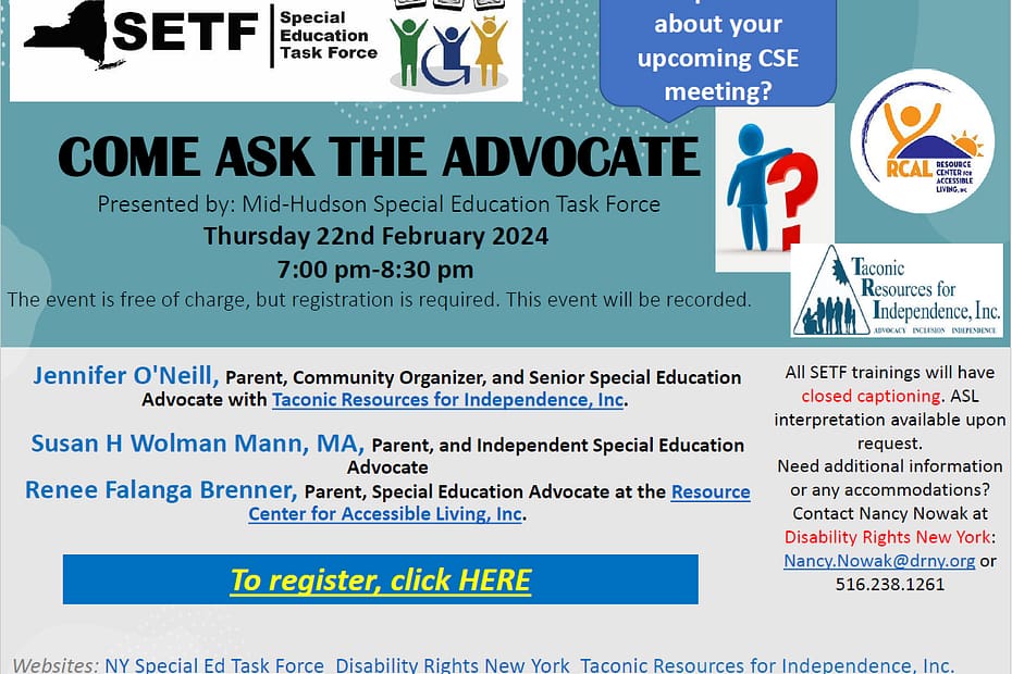 Come Ask the Advocate flyer